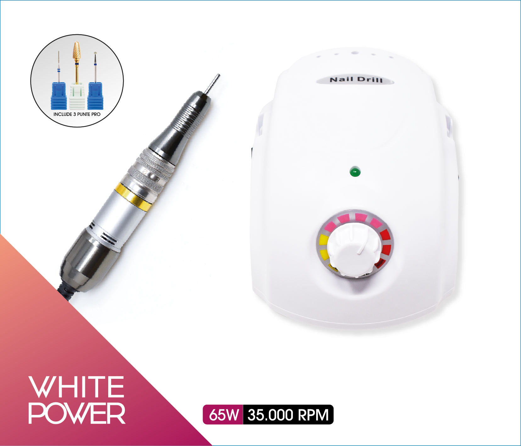 Fresa White Power con 3 punte professionali